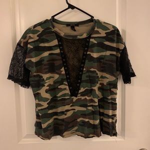 Lace and camo shirt